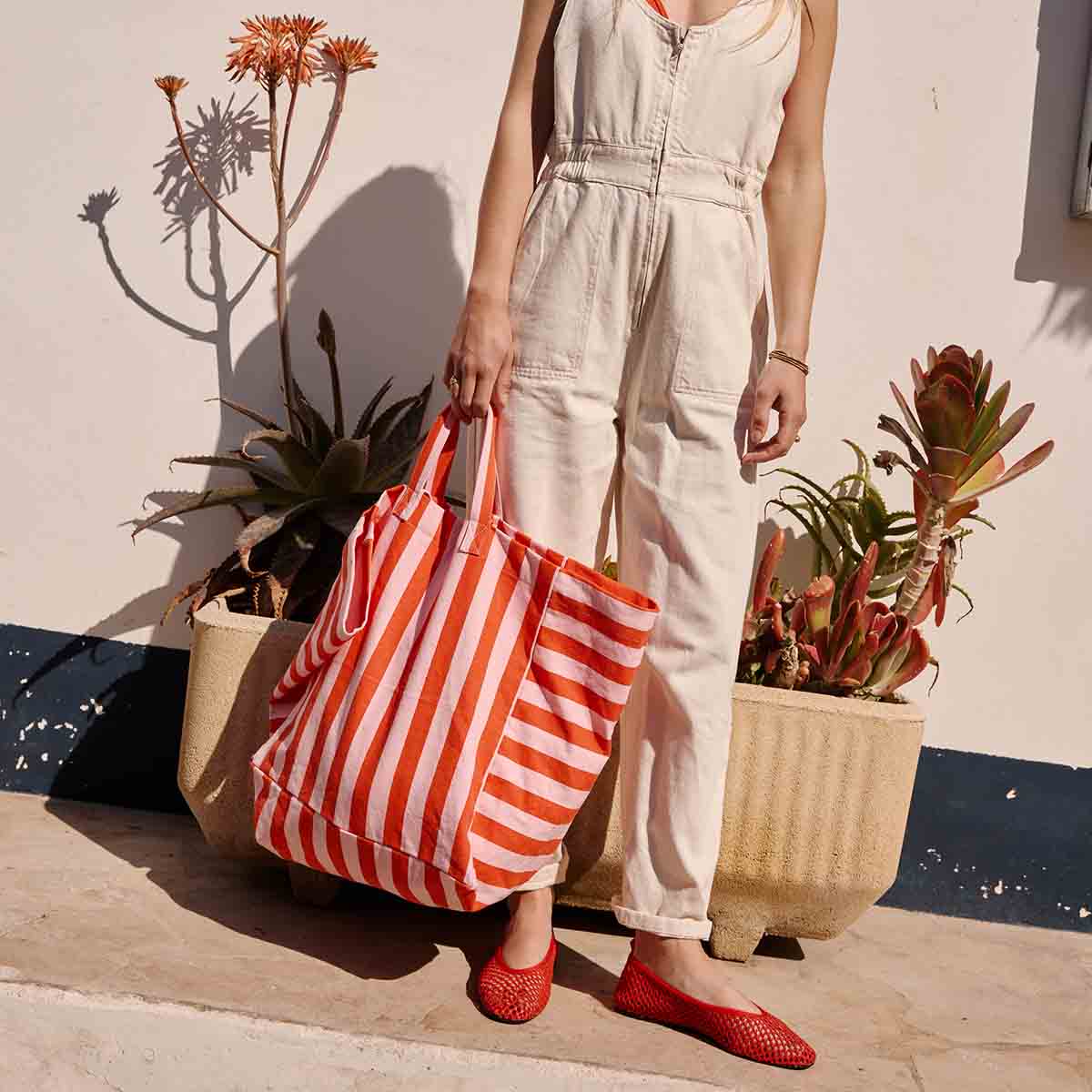 Rose in April Tasche Elisa STREIFEN TOMATE / CANDY PINK