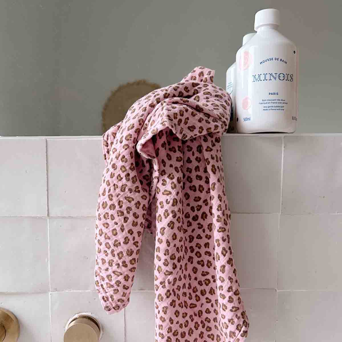 BIANCA MINI-WINDEL MIT LEOPARDENMUSTER, BONBONROSA