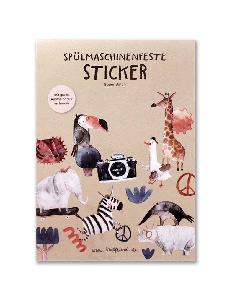 Spülmaschinenfeste Sticker "super Safari"