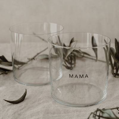 Eulenschnitt Trinkglas im 2er Set Mama & Mini