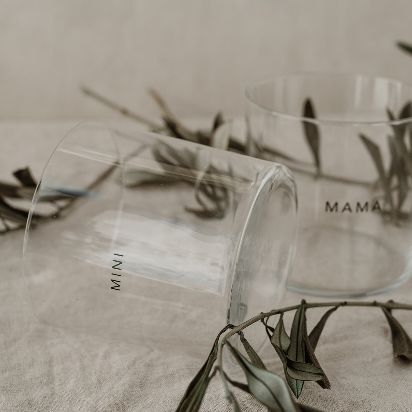 Eulenschnitt Trinkglas im 2er Set Mama & Mini