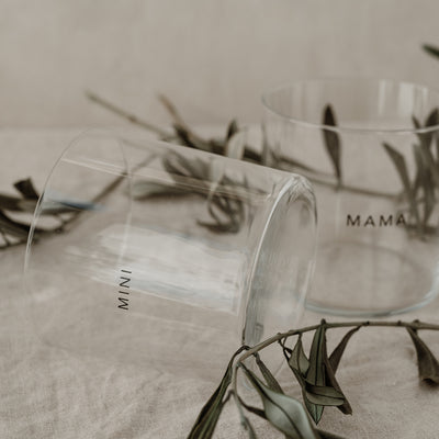 Eulenschnitt Trinkglas im 2er Set Mama & Mini