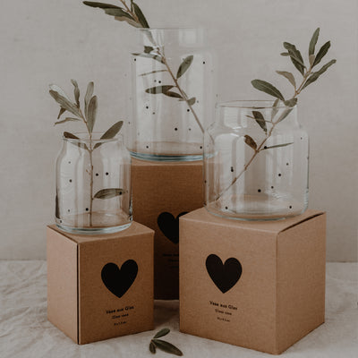 Eulenschnitt Vase aus Glas mittel Punkte