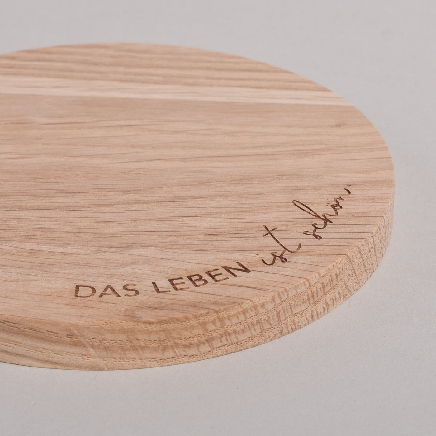 Eulenschnitt Untersetzer aus Eiche Das Leben ist schön