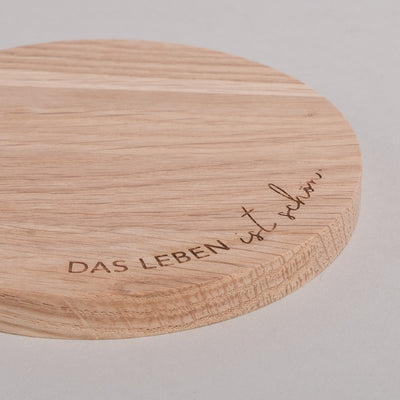 Eulenschnitt Untersetzer aus Eiche Das Leben ist schön