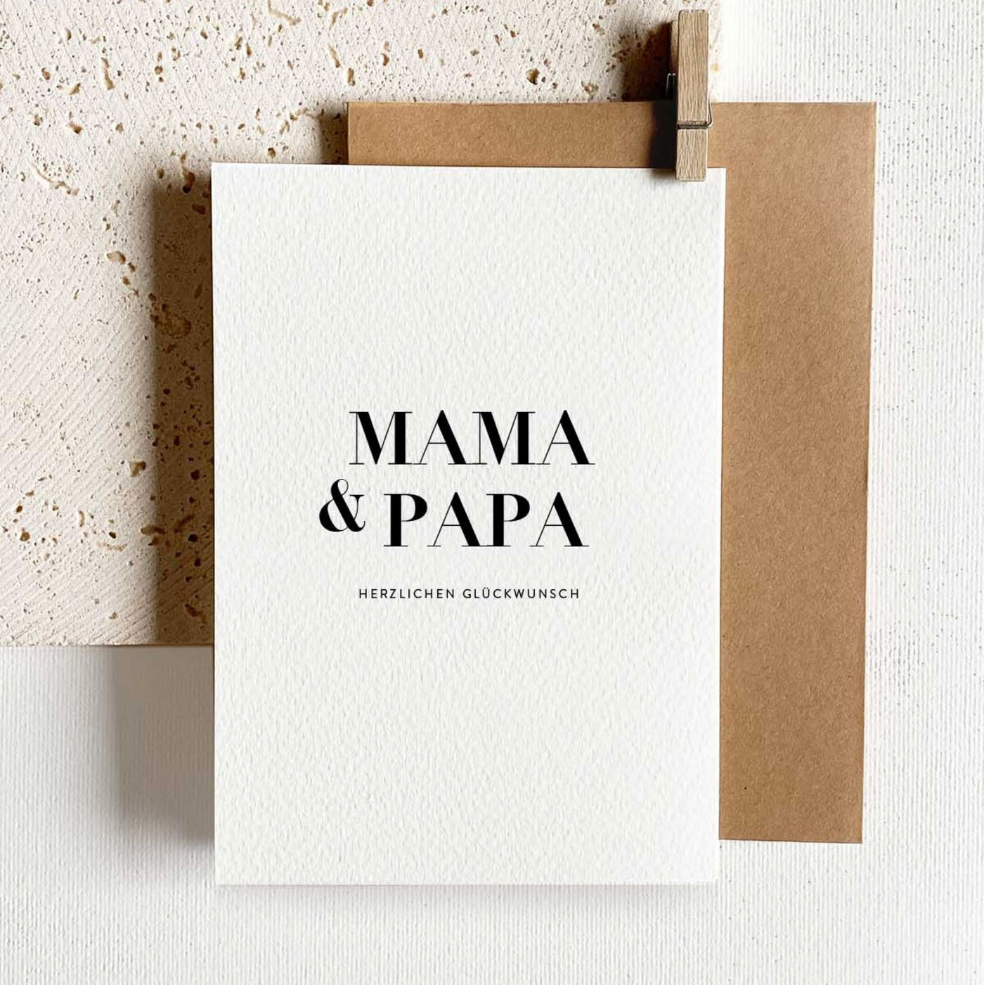 Grusskarte Aquarellpapier - Mama & Papa